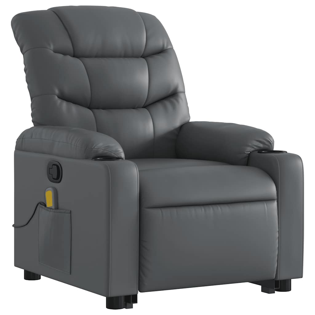 Stand up Massage Recliner Chair Gray Faux Leather