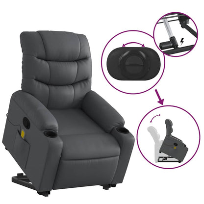 Stand up Massage Recliner Chair Gray Faux Leather