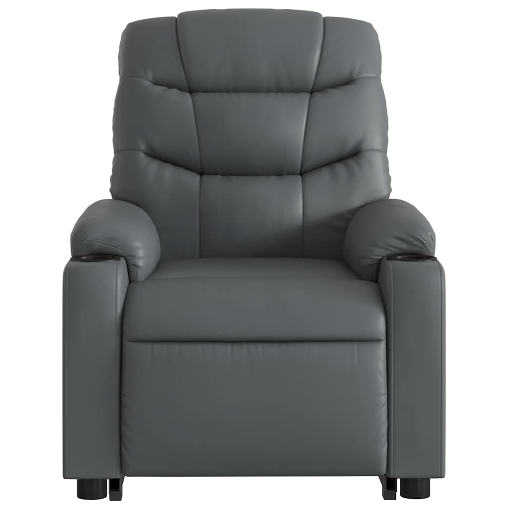 Stand up Massage Recliner Chair Gray Faux Leather