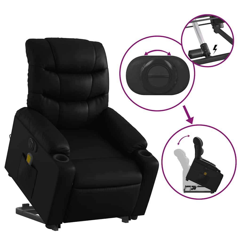 Electric Stand Up Massage Recliner Chair Black