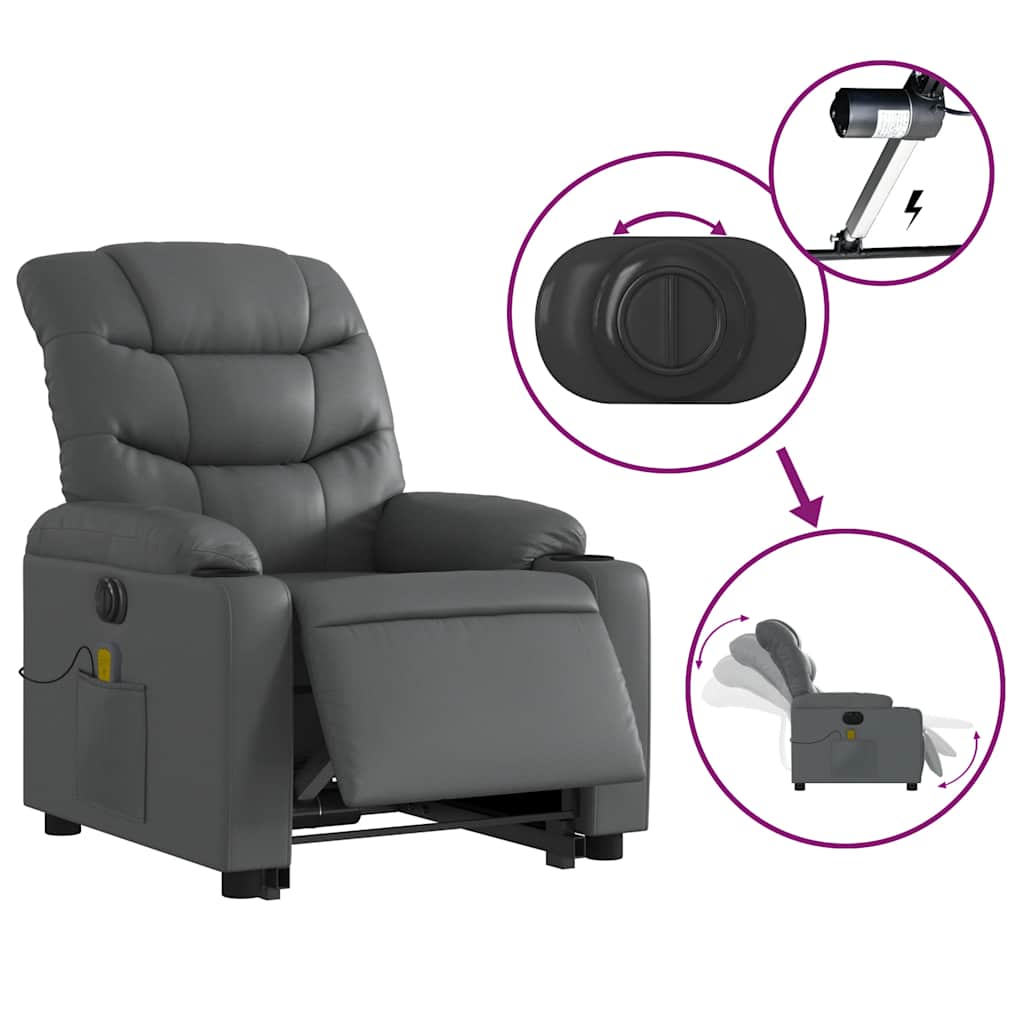 Electric Stand Up Massage Recliner Chair Gray