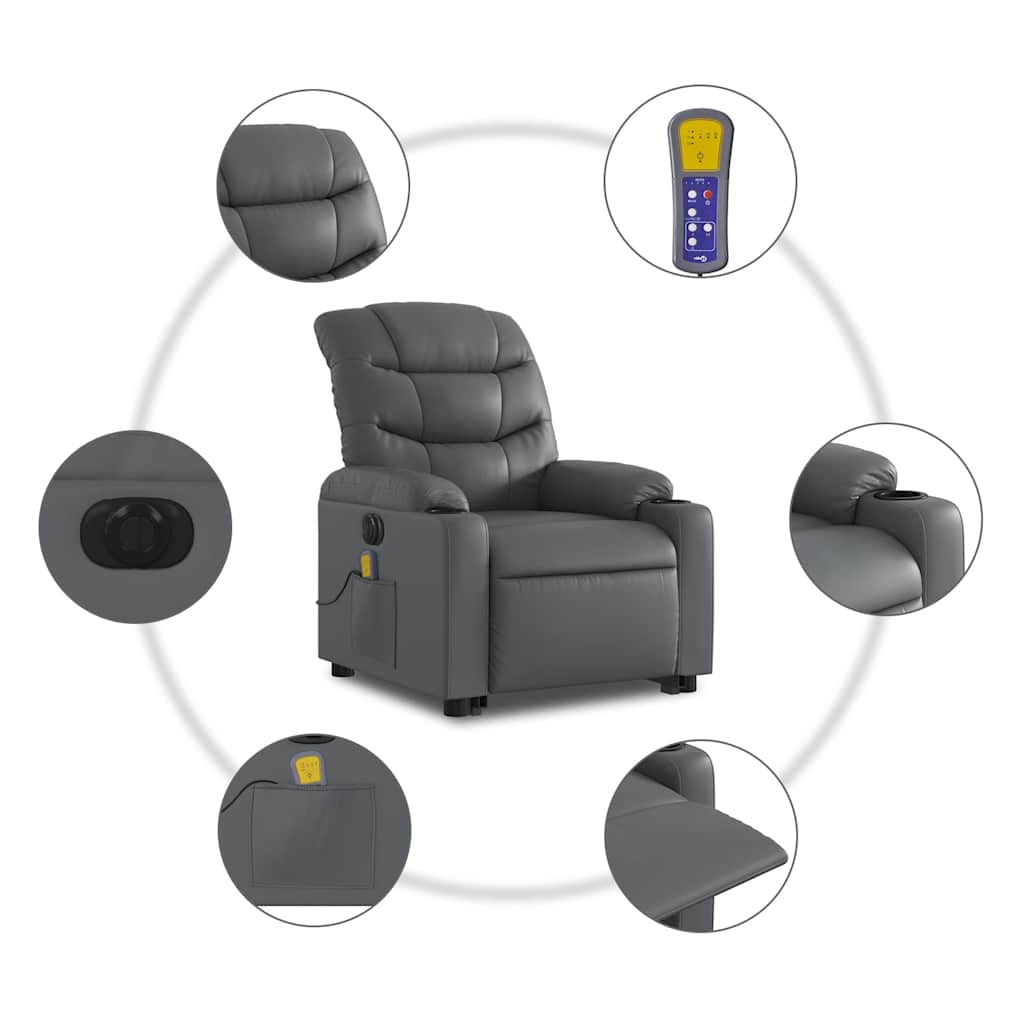 Electric Stand Up Massage Recliner Chair Gray