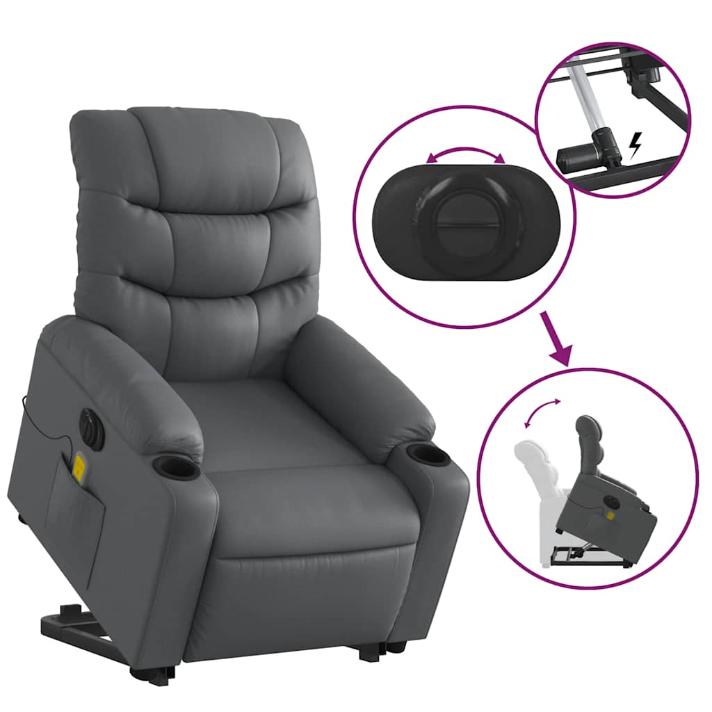 Electric Stand Up Massage Recliner Chair Gray