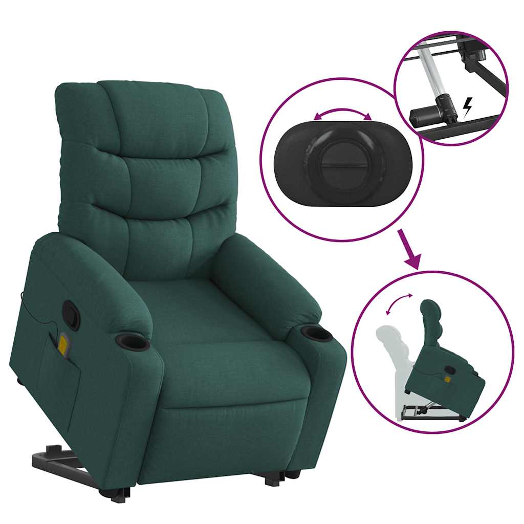 Stand Up Massage Recliner Chair Dark Green