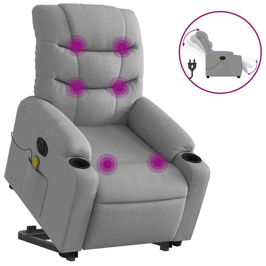 Electric Stand Up Massage Recliner Chair Light Grey