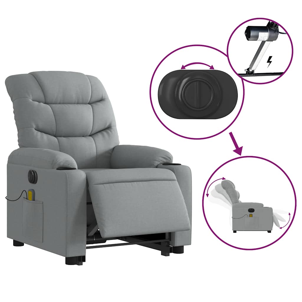 Electric Stand Up Massage Recliner Chair Light Grey