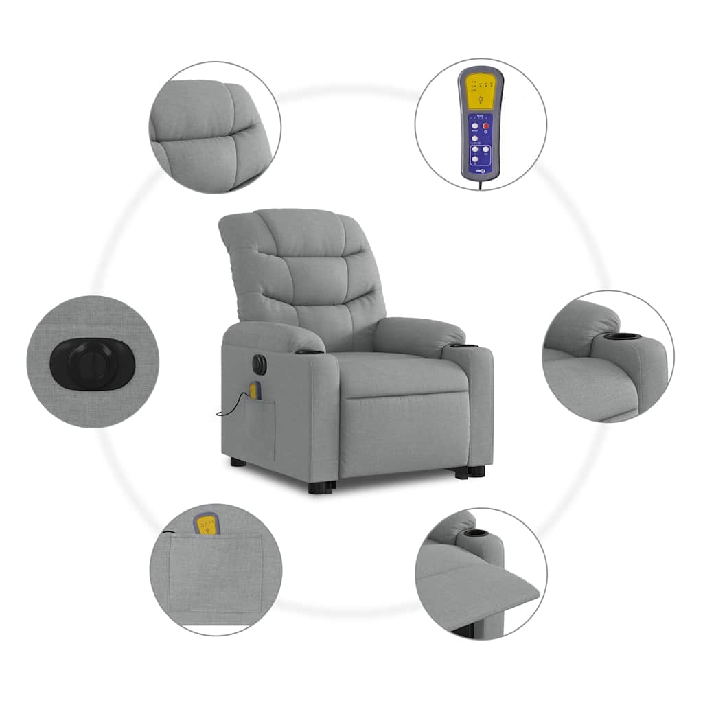 Electric Stand Up Massage Recliner Chair Light Grey