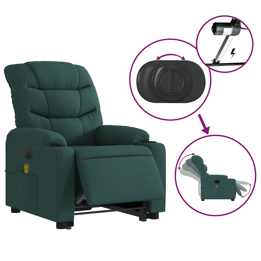 Electric Stand Up Massage Recliner Chair Dark Green