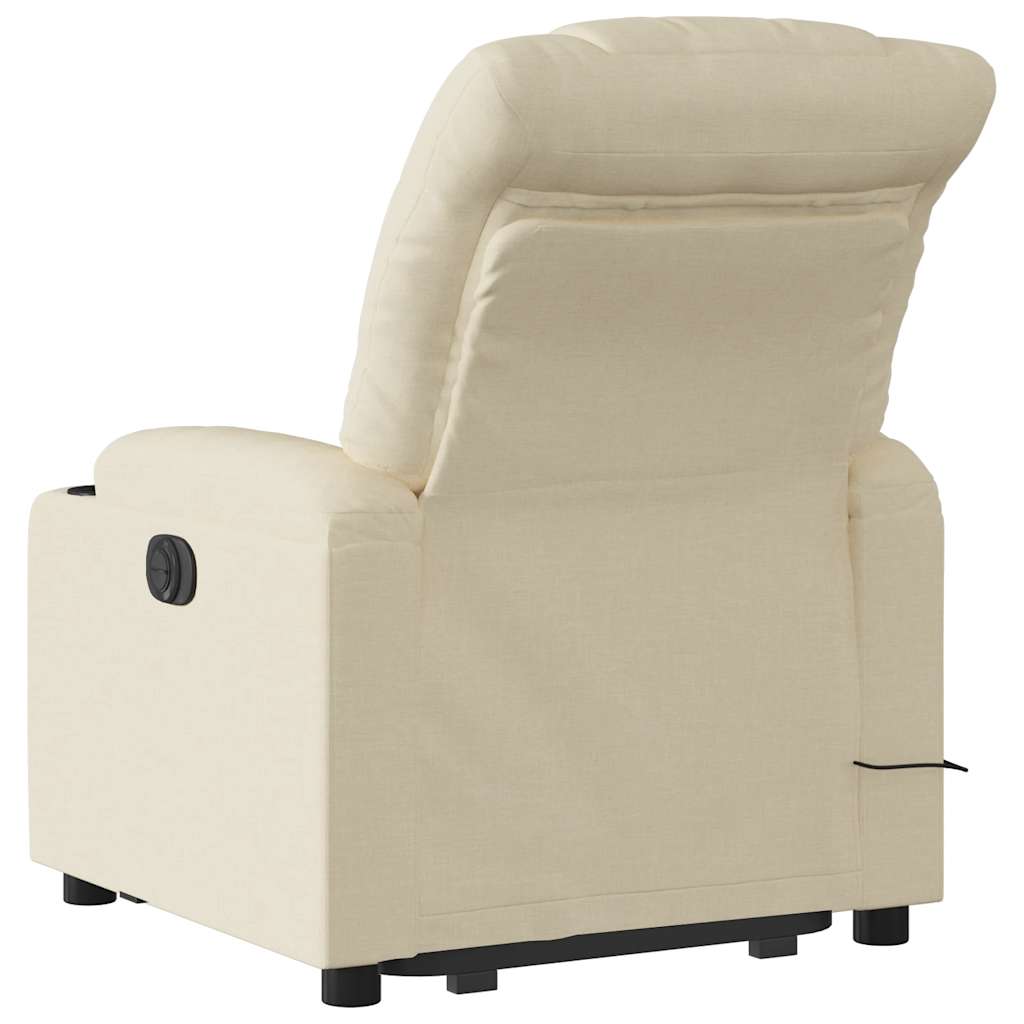 Electric Stand Up Massage Recliner Chair Cream Polyester Standard
