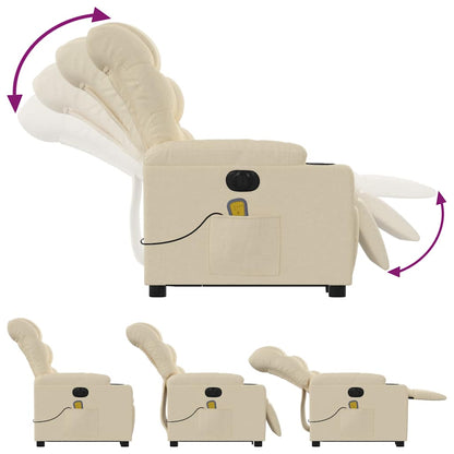 Electric Stand Up Massage Recliner Chair Cream Polyester Standard