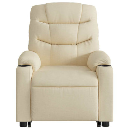 Electric Stand Up Massage Recliner Chair Cream Polyester Standard