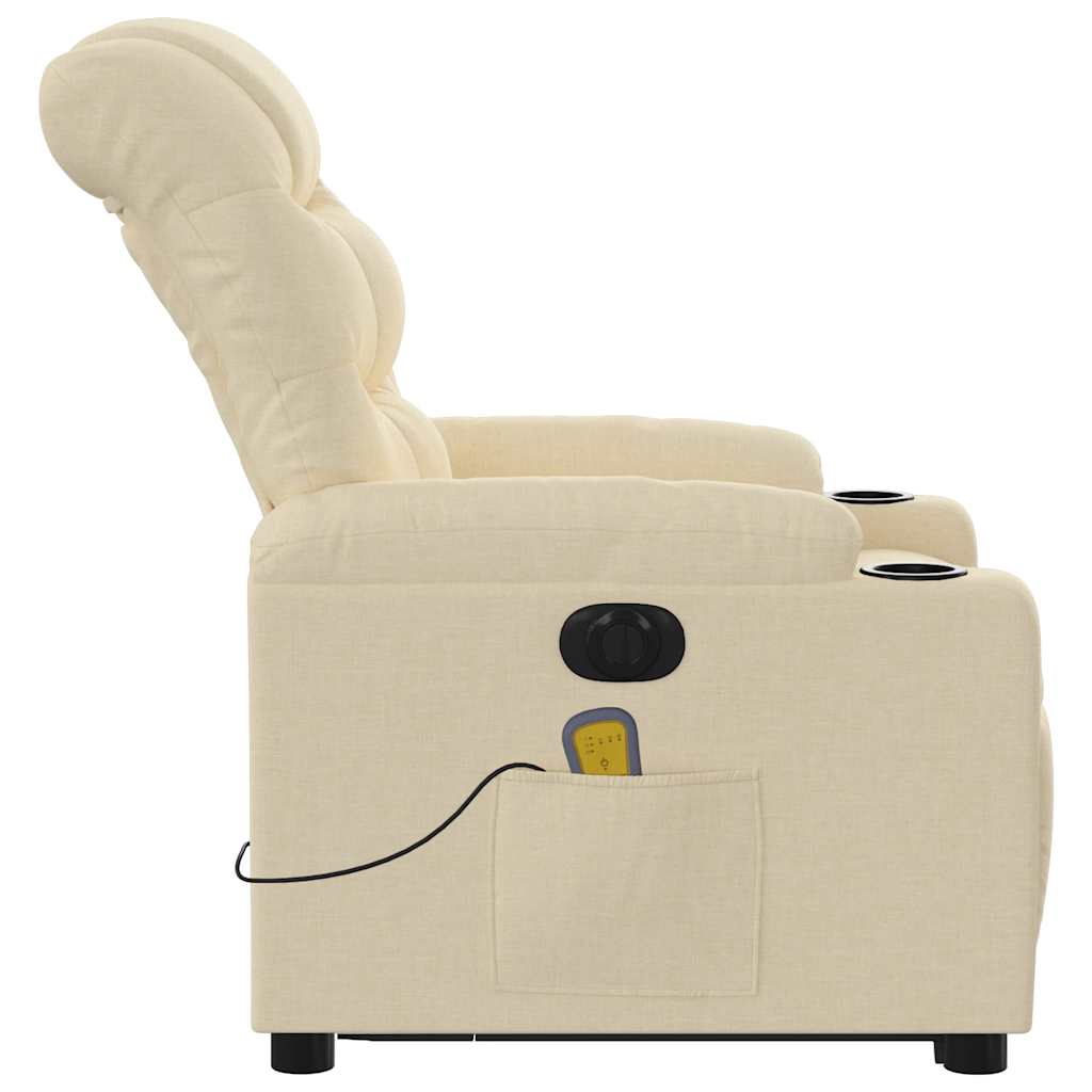 Electric Stand Up Massage Recliner Chair Cream Polyester Standard