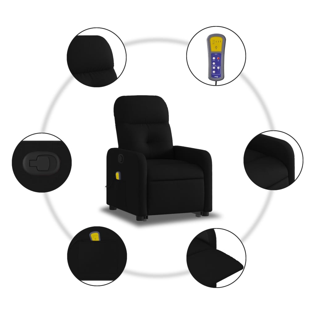 Stand Up Massage Recliner Chair Black Fabric, metal, plywood