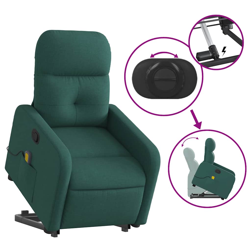 Stand Up Massage Recliner Chair Dark Green