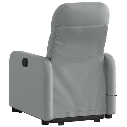 Electric Stand up Massage Recliner Chair Light Gray Fabric