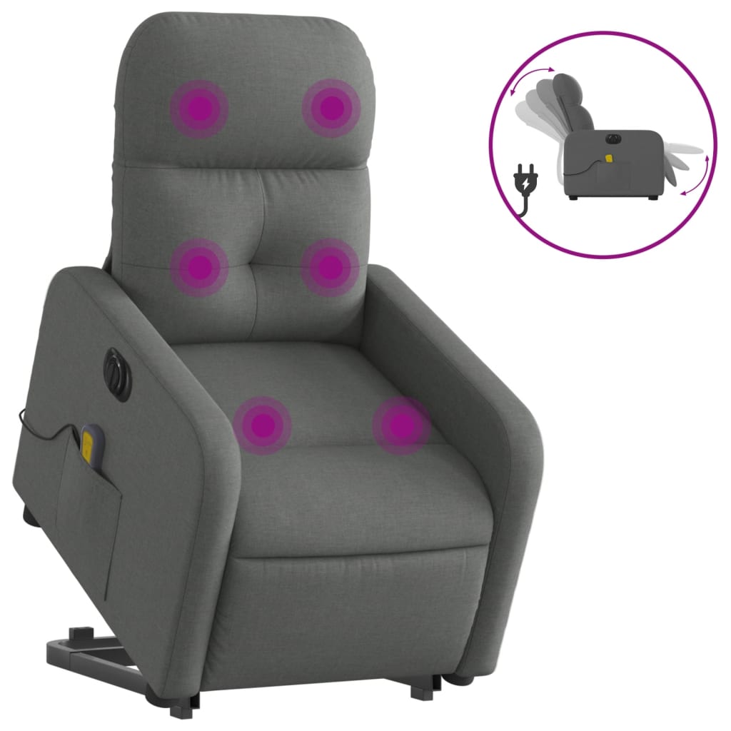 Electric Stand Up Massage Recliner Chair Dark Gray