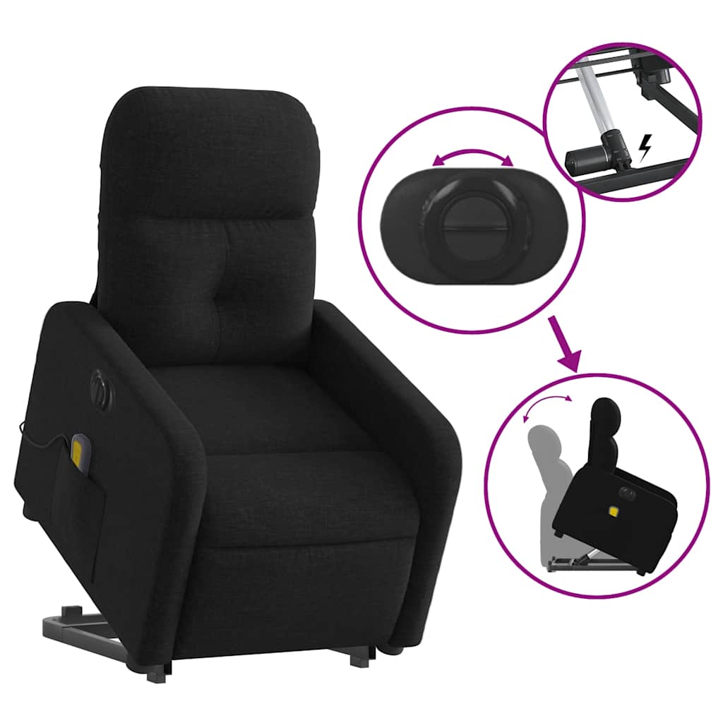Electric Stand Up Massage Recliner Chair Black