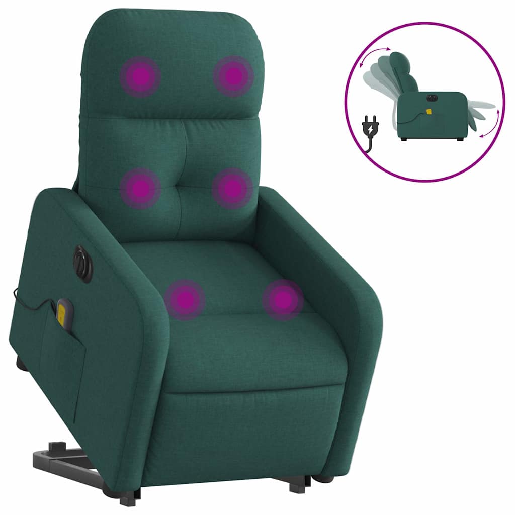 Electric Stand Up Massage Recliner Chair Dark Green