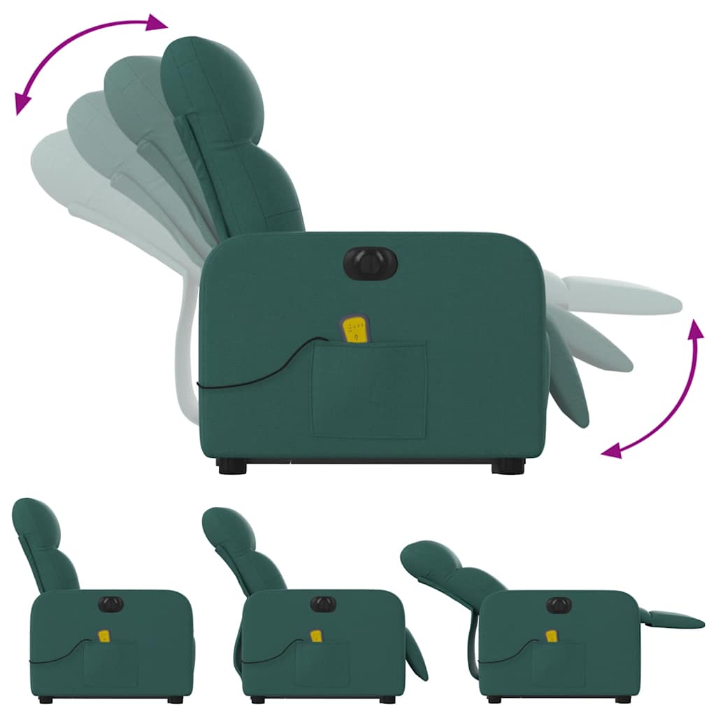 Electric Stand Up Massage Recliner Chair Dark Green