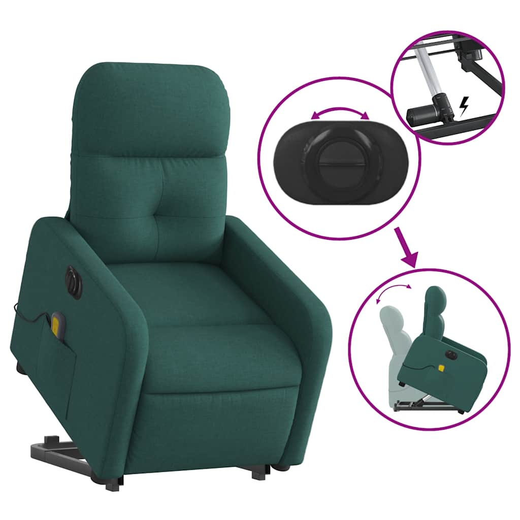 Electric Stand Up Massage Recliner Chair Dark Green