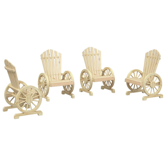 Garden Adirondack Chair Set of 4 Natural Wood Solid fir wood