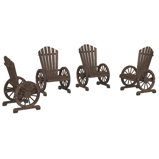 Garden Adirondack Chair Set of 4 Burnt look Solid fir wood