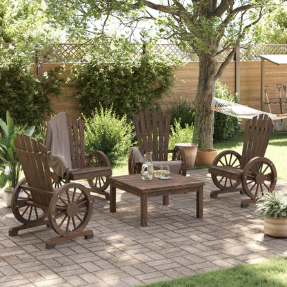 Garden Adirondack Chair Set of 4 Burnt look Solid fir wood