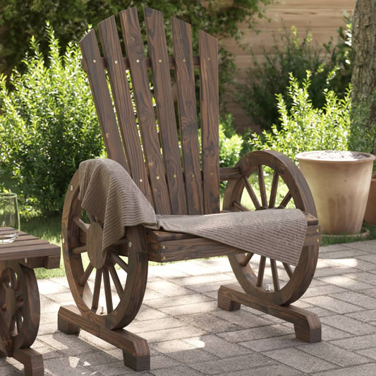 Garden Adirondack Chair Set of 4 Burnt look Solid fir wood