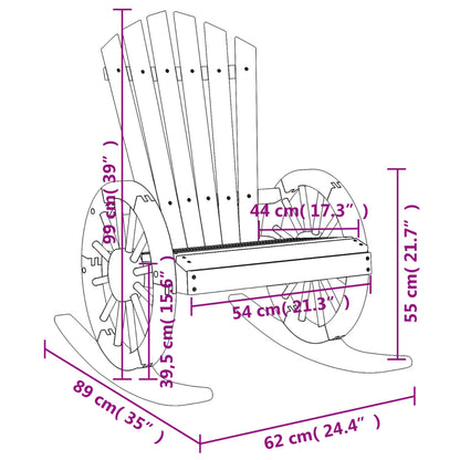 Rocking Adirondack Chair Set of 2 Wood Brown Solid Fir Wood