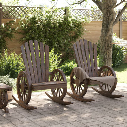 Rocking Adirondack Chair Set of 2 Burnt Look Wood Solid Fir Wood