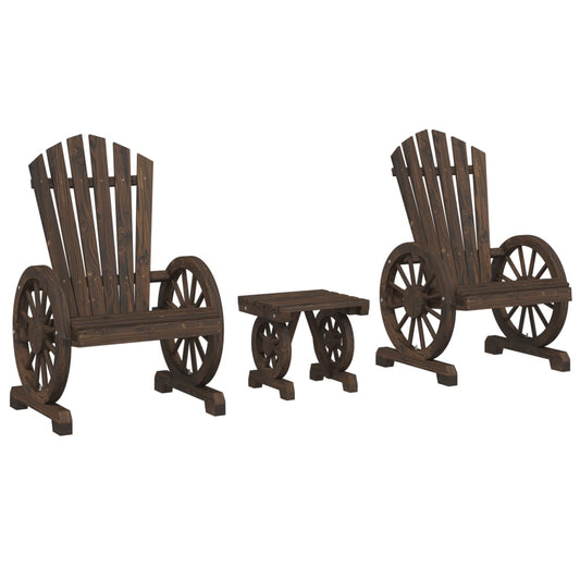 Garden Lounge Set Burnt Wood Solid Fir Wood Medium Ergonomic