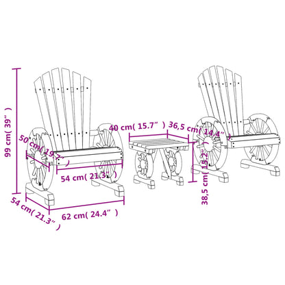 Garden Lounge Set Burnt Wood Solid Fir Wood Medium Ergonomic