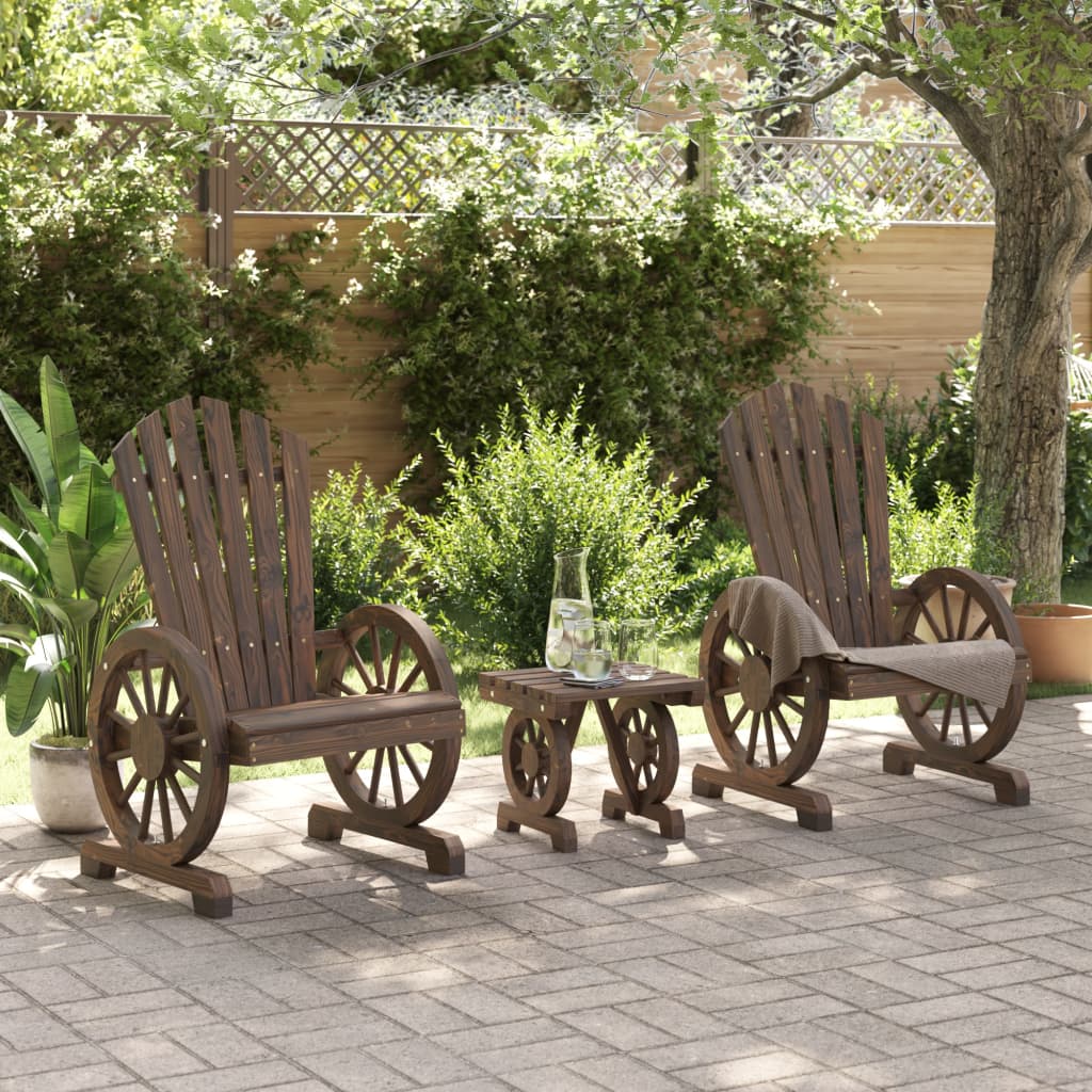 Garden Lounge Set Burnt Wood Solid Fir Wood Medium Ergonomic