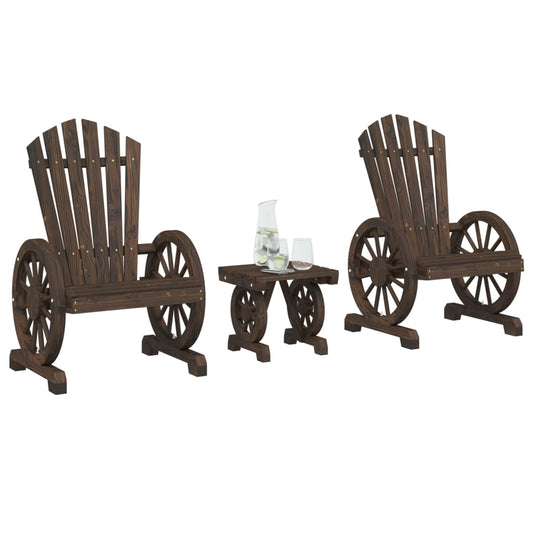 Garden Lounge Set Burnt Wood Solid Fir Wood Medium Ergonomic