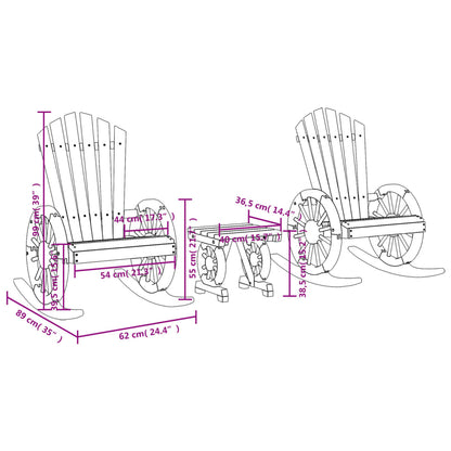 Garden Lounge Set Burnt Look Solid fir wood with a burnt finish