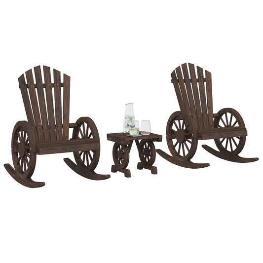 Garden Lounge Set Burnt Look Solid fir wood with a burnt finish