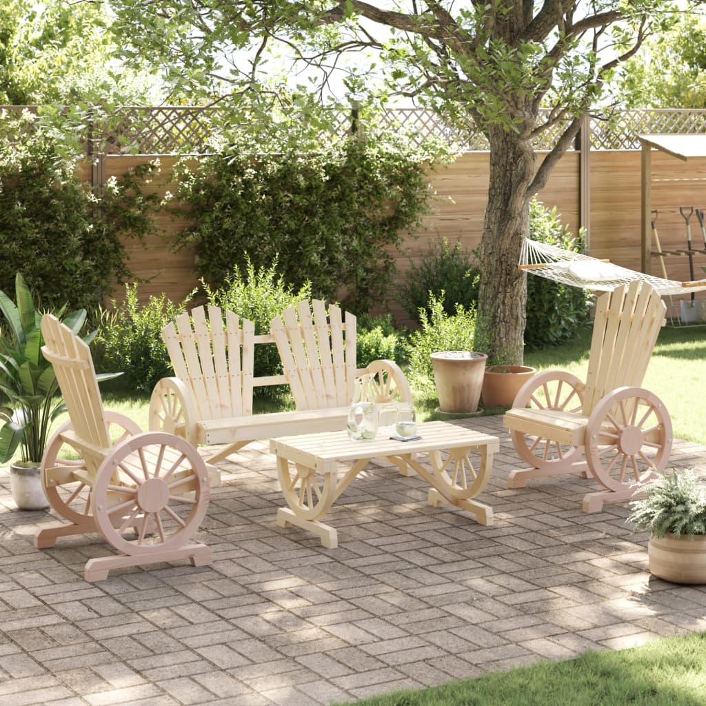 Garden Lounge Set Natural Wood Solid fir wood Large Ergonomic