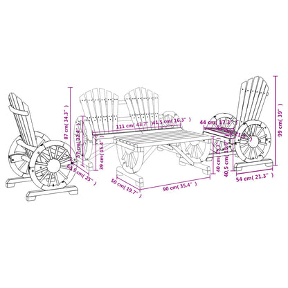 Garden Lounge Set Natural Wood Solid fir wood Large Ergonomic