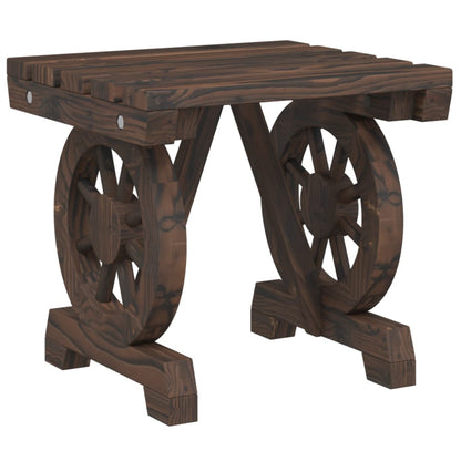 Garden Footstool Set of 2 Burnt wood tone Solid fir wood Medium