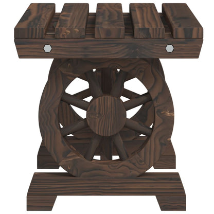 Garden Footstool Set of 2 Burnt wood tone Solid fir wood Medium