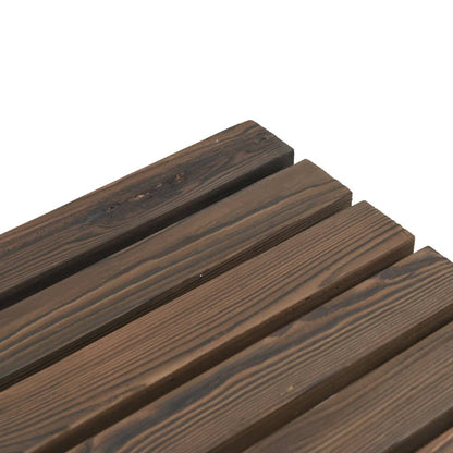 Garden Footstool Set of 2 Burnt wood tone Solid fir wood Medium