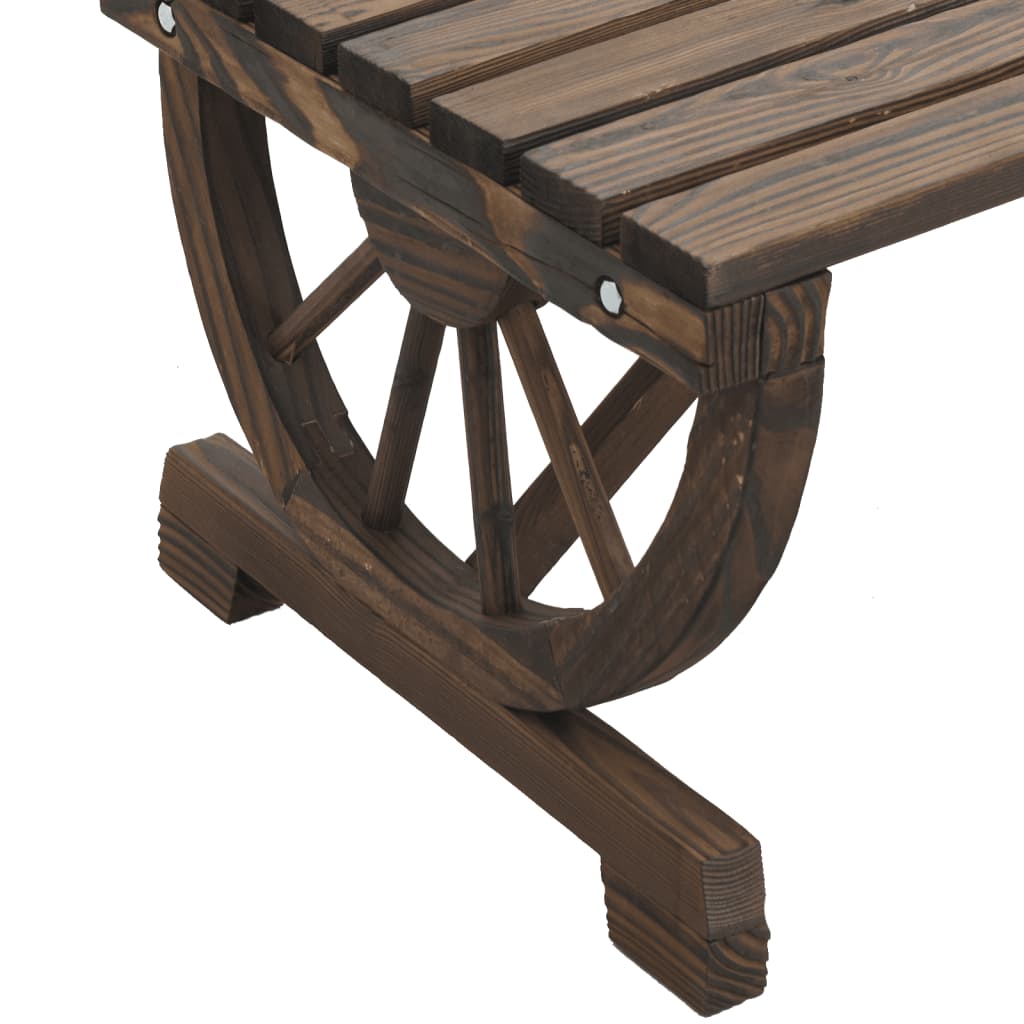 Garden Footstool Set of 2 Burnt wood tone Solid fir wood Medium
