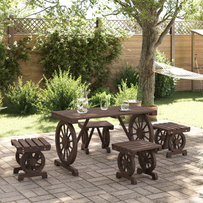 Garden Dining Set Burnt Wood Solid fir wood with a burnt look
