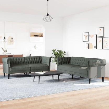Sofa Set Dark grey 100% polyester, plywood, solid wood