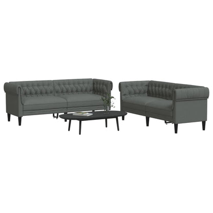 Sofa Set Dark grey 100% polyester, plywood, solid wood