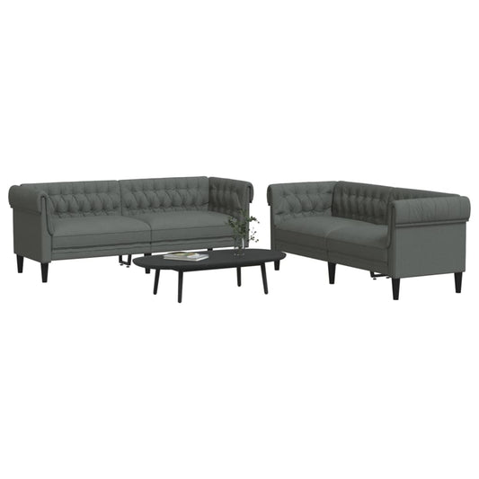 Sofa Set Dark grey 100% polyester, plywood, solid wood