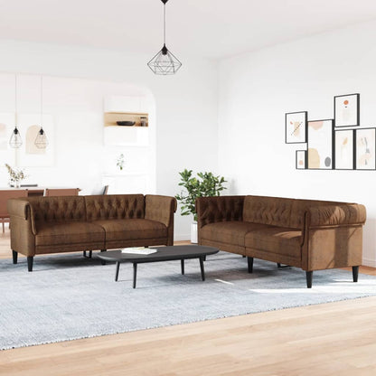 Sofa Set Brown 100% polyester, plywood, solid wood, foam