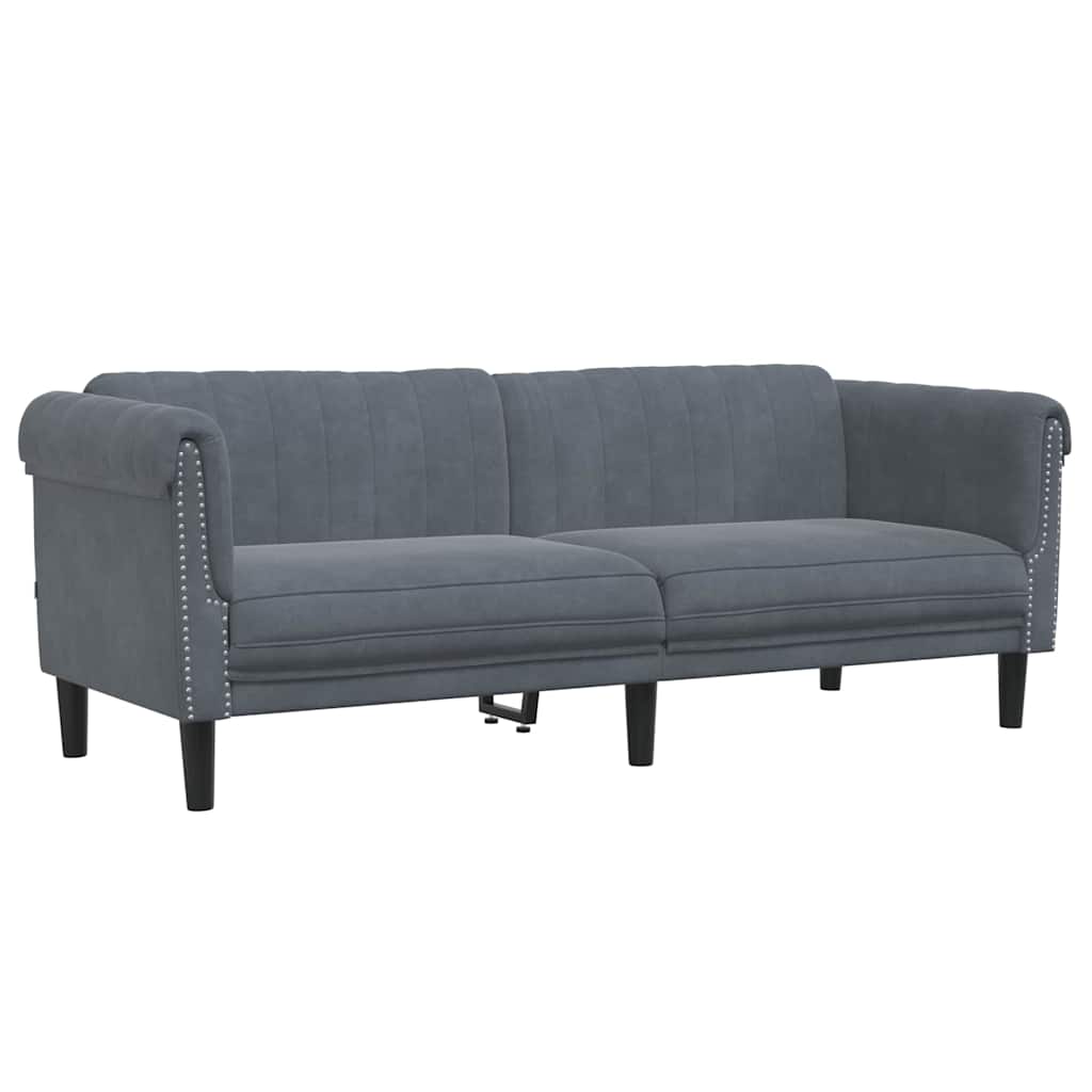 Sofa Set Dark grey Velvet (100% polyester), plywood, solid wood