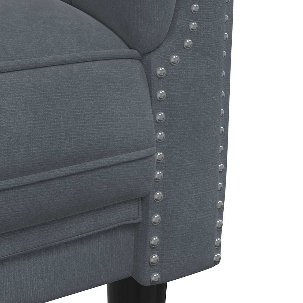 Sofa Set Dark grey Velvet (100% polyester), plywood, solid wood