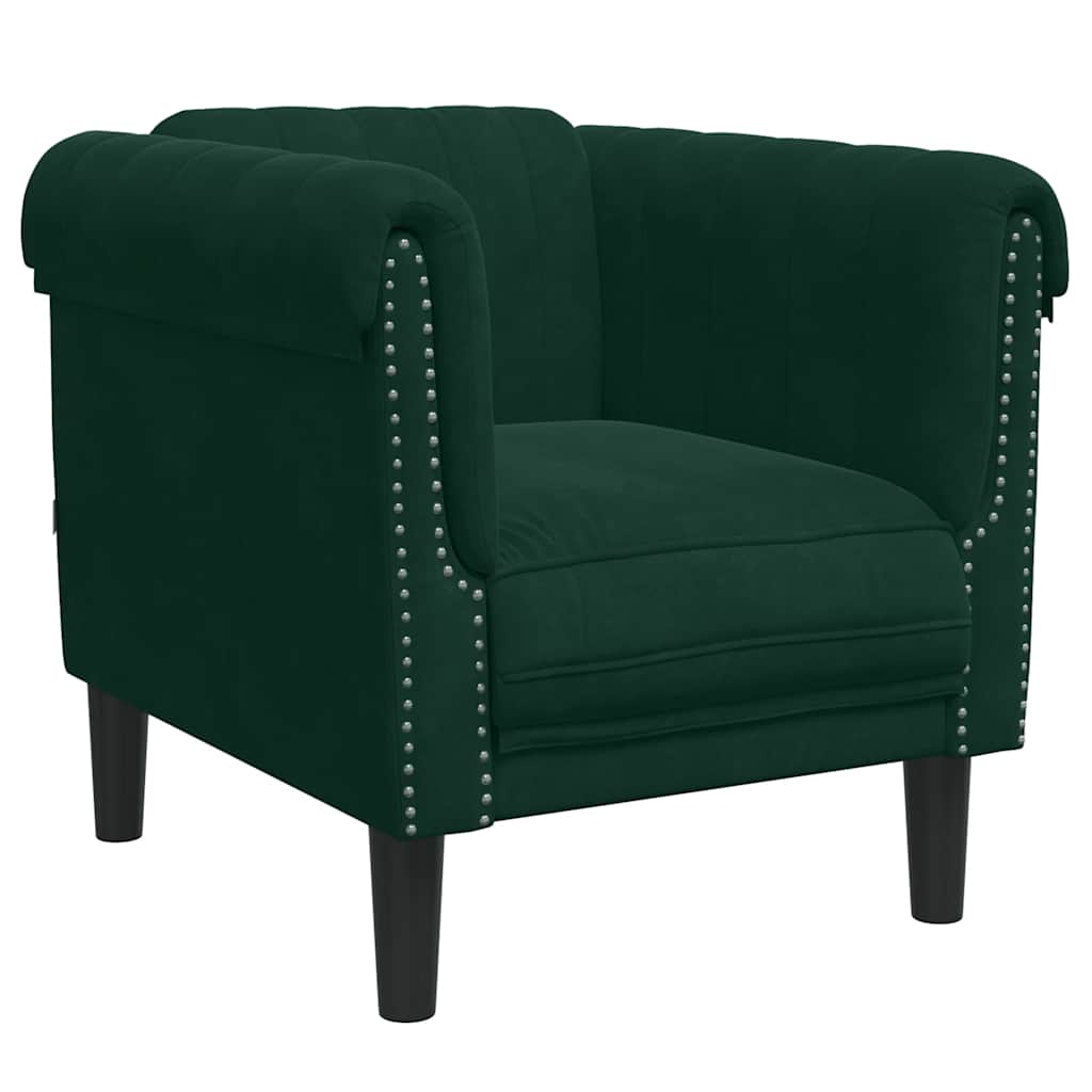 Sofa Set Dark Green Velvet, plywood, solid wood 3-piece settee